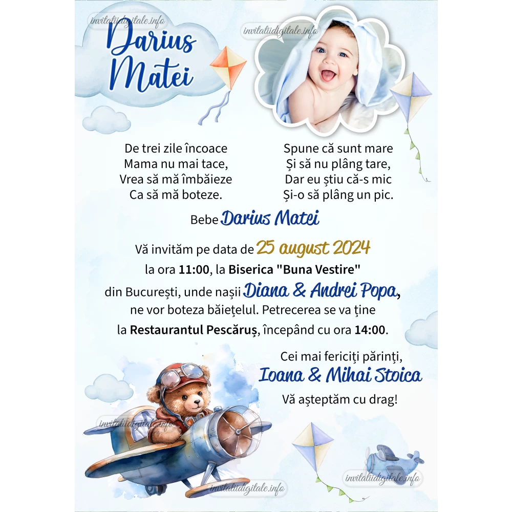 invitatii digitale botez