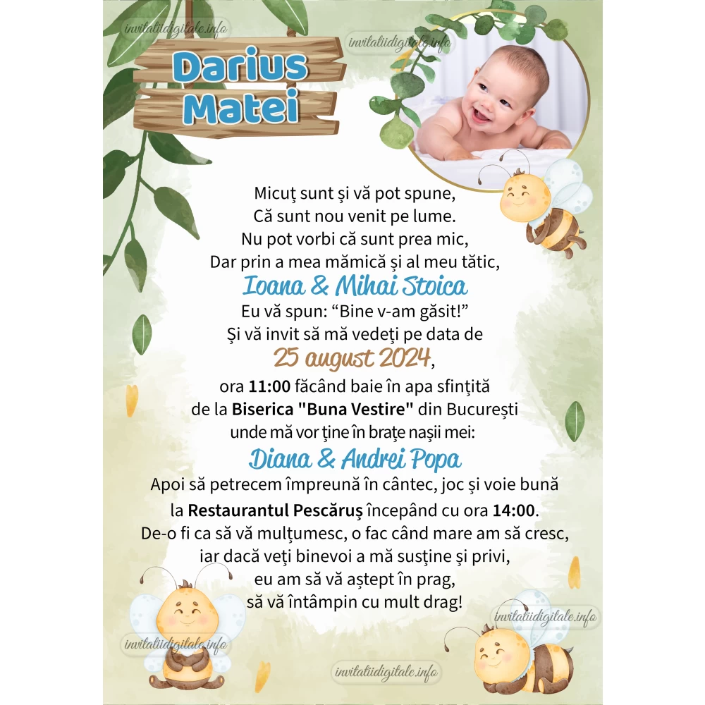 invitatii digitale botez