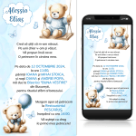 invitatii digitale botez ursulet in leagan