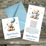 invitatii botez elegante ursulet in legan