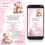 invitatii digitale botez ursulet in leagan