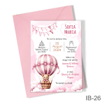 invitatii botez fetite ursulet in balon cu aer cald