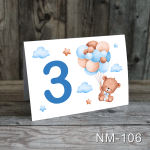 numere de masa botez baieti Ursulet si baloane