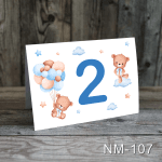 Numere de masa botez gemeni - Ursuleti cu baloane - NM-107 - imagine 3