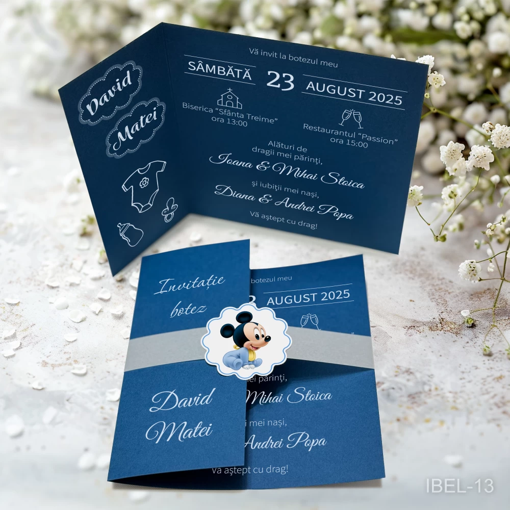 cele mai frumoase invitatii botez Mickey Mouse