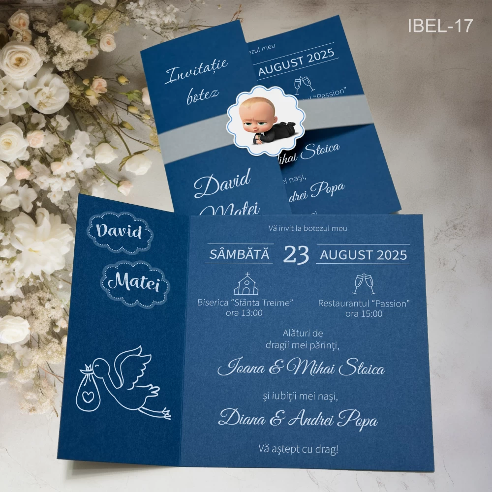 invitatii botez personalizate Baby Boss