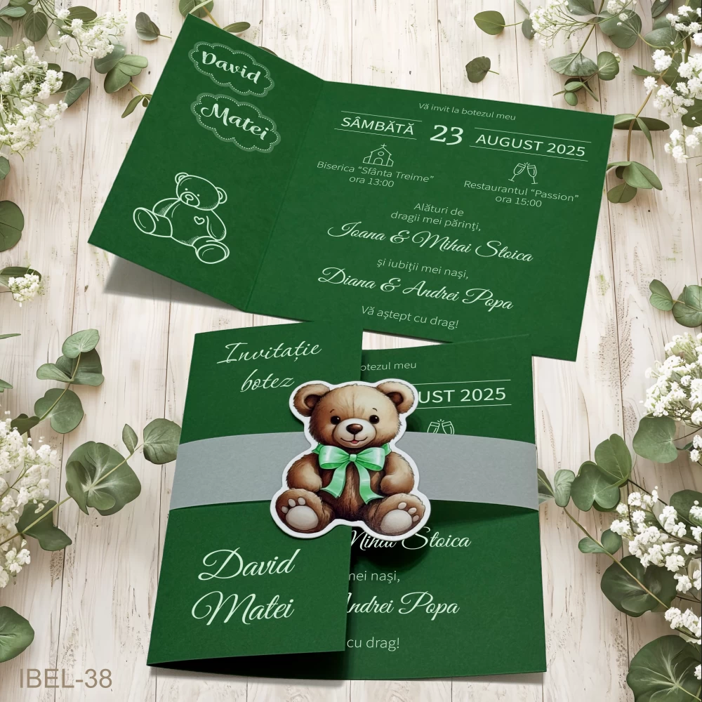 cele mai frumoase invitatii de botez ursulet