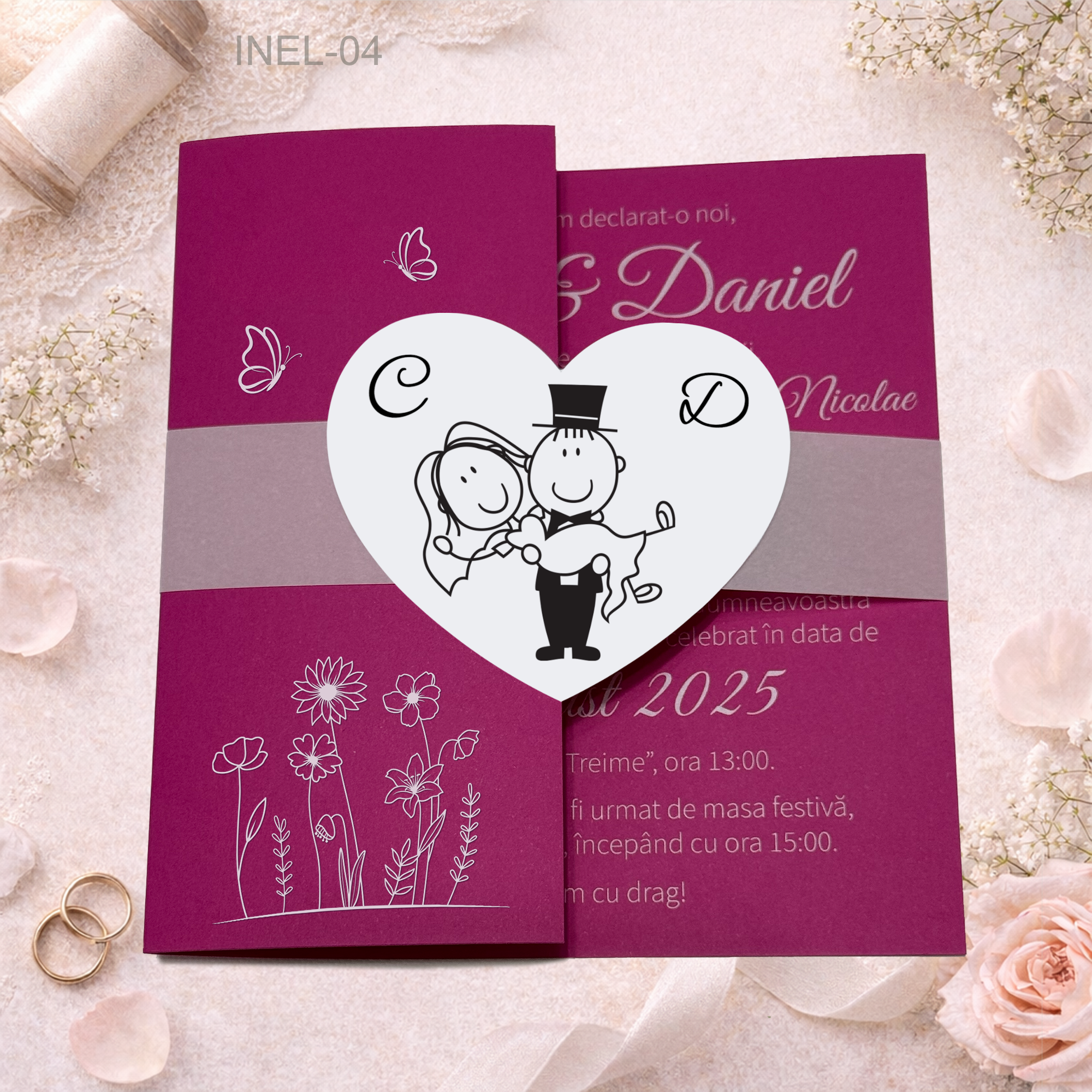 invitatii-nunta-elegante-fucsia-INEL-04 Invitatii nunta elegante - INEL-04 - imagine 1
