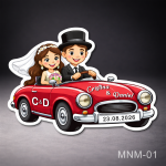 marturii nunta magnetice masina cu mire si mireasa