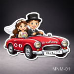 marturii nunta magnetice masina cu mire si mireasa