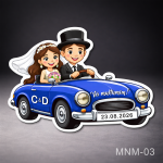 marturii nunta magnetice masina cu mire si mireasa