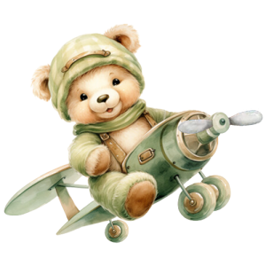 Ursulet in avion verde