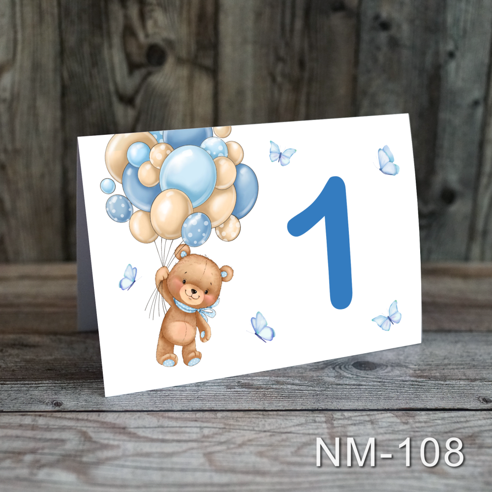 numere masa botez Ursulet cu baloane