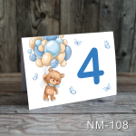 numere masa botez Ursulet cu baloane